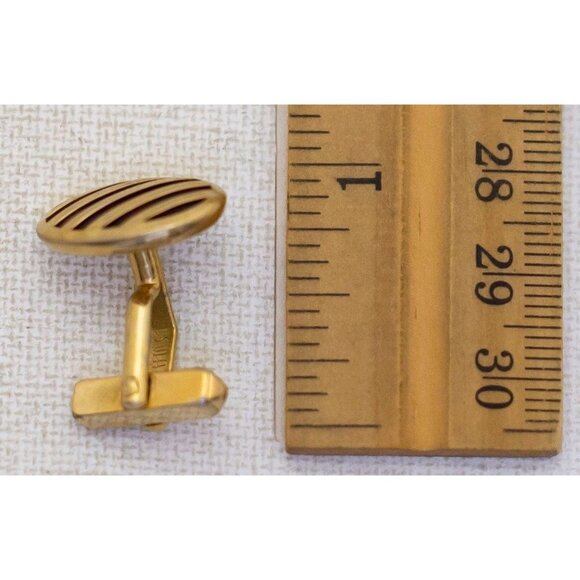 Vintage Red Stripes Gold Tone Cuff Links by Swank - K1 - Picture 2 of 2
